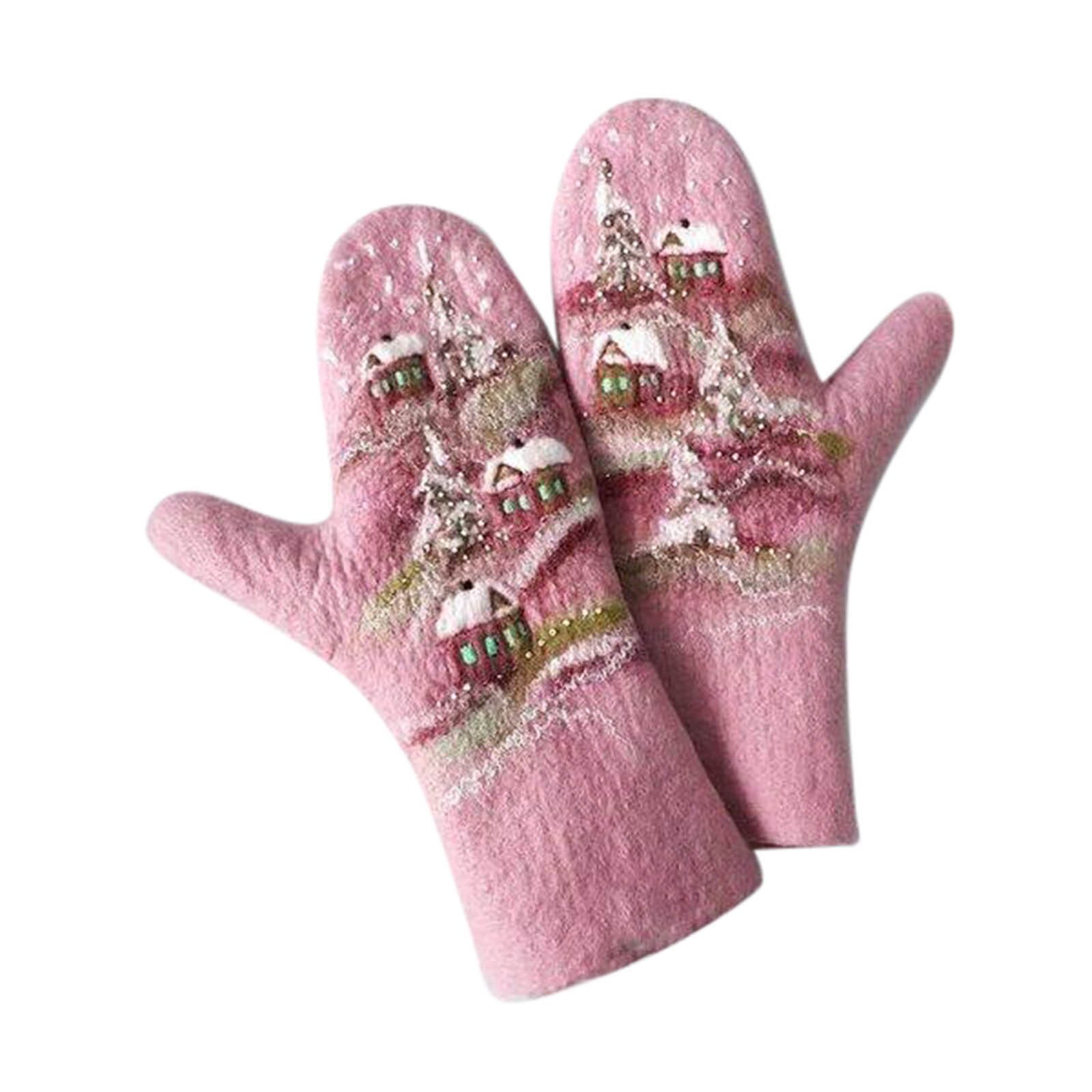 Wol Jacquard Sneeuwvlok Handschoenen Winter Warme Wanten Voor Mannen En Vrouwen Koude-Proof Dubbele Laag Plus Fluwelen Dikke Kerst handschoenen