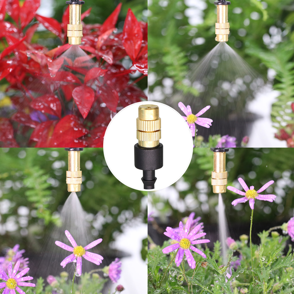 10-50M Tuinirrigatiesysteem 1/4 '' Automatische druppelbewatering Messing Vernevelingsspray 2-IN-1 Huis voor Balcory Yard Kasboerderij