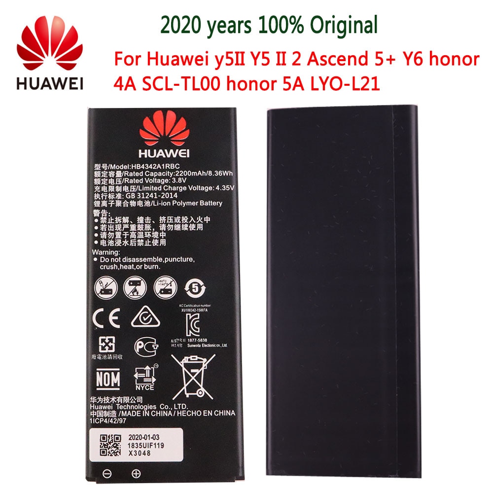 Originele Vervangende Batterij Voor Huawei Y5II Y5 Ii Ascend 5 + Y6 Honor 4A SCL-TL00 Honor 5A LYO-L21 HB4342A1RBC 2200mah