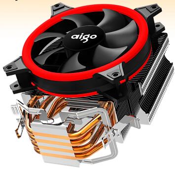 Aigo  e3 computerkasse cpu køler radiator aluminium 12v processor køler 4 heatpipes cpu køler køleventilator til intel  am2/am3/am4: Rød