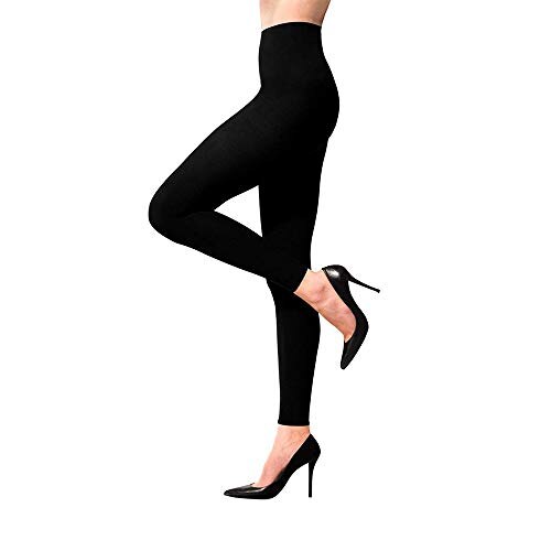 Advanced Graduated Compression Leggings Women 20-30 MmHg Footless Microfiber Leggings Tights: black-M