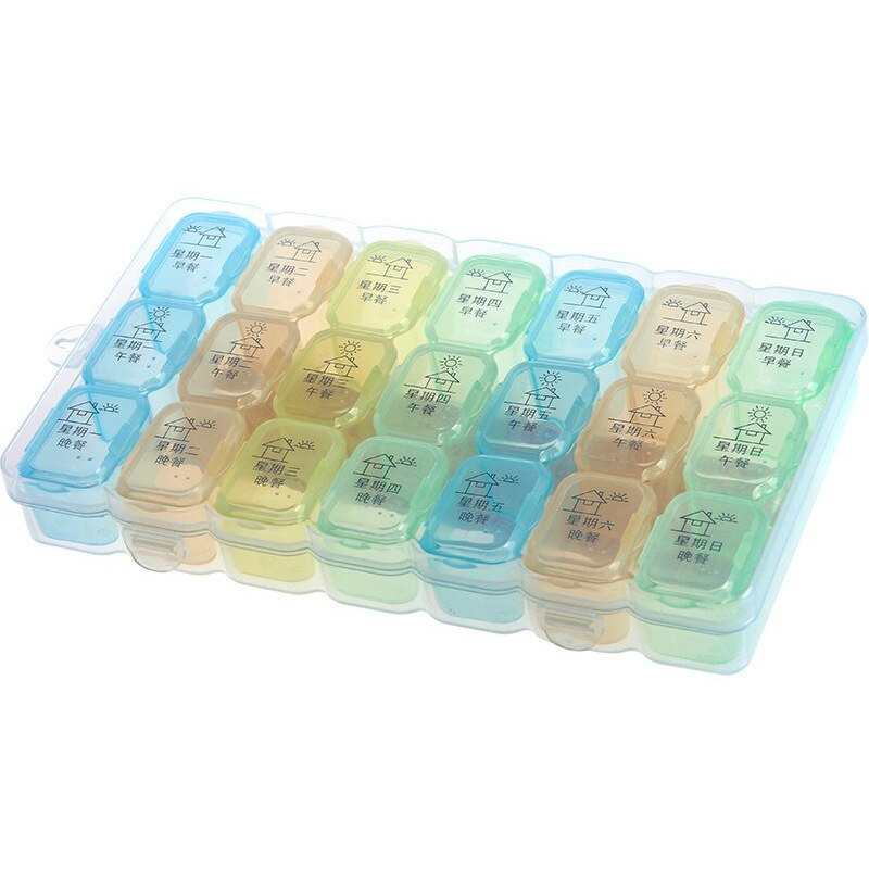 Capsule Sub-Packing Box Travel Double-Layer Large Pill Box Portable Carry Around A Week Pill Box Dispenser Medicine Storage Boxs: Default Title