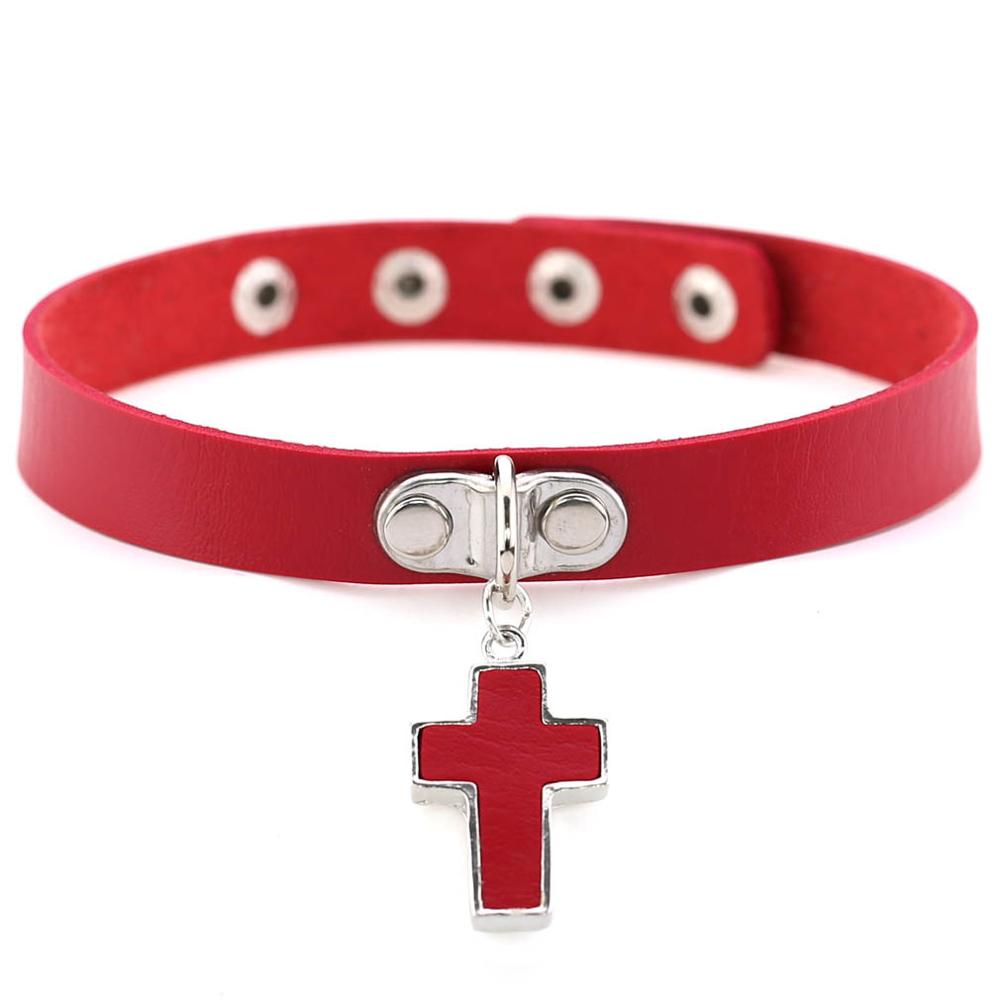 Gargantilla gótica de Cruz Negra para mujer, collar Punk rock, Gargantilla gótica, collar gargantilla de para mujer, joyería al por mayor: red