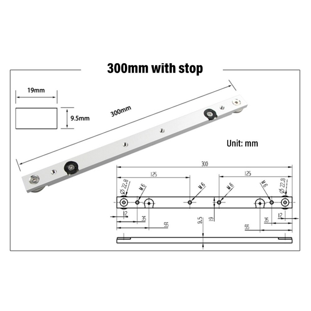 Woodworking Tools Miter Bar Slider Slab T-track Aluminium Alloy Slot Miter Track For Router Table Saw Miter Carpenter DIY: 300mm with stop ring