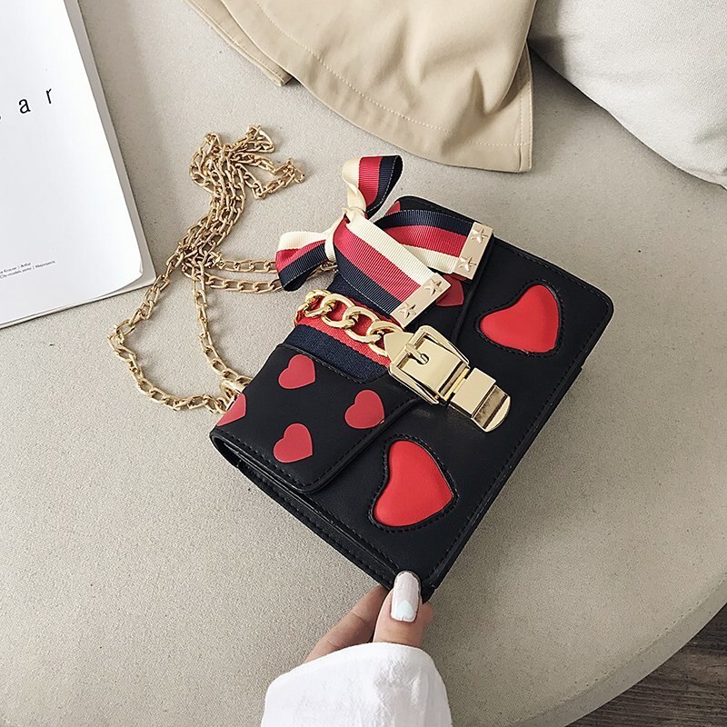 Tamanho, moda, beleza, corações, bolsas, primavera 2021, nova pequena corrente, grande cinto, bolsa de ombro slung.: black S