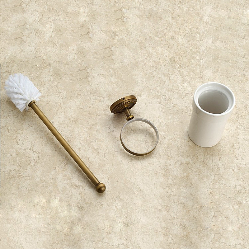 Antiek Messing Kleur Wandmontage Massief Aluminium Gemaakt Anti-Roest Toiletborstelhouder Voor Badkamer Accessoires Set Bad GZ9008