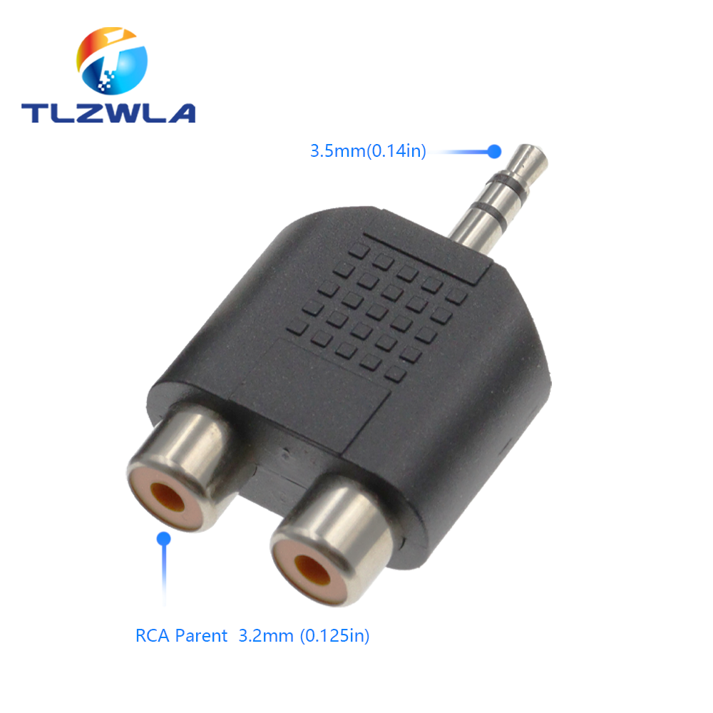 1PCS RCA Female Socket Turn 3.5MM Stereo Plug Audio Adapter 6.3MM Stereo Plug To RCA Socket 2 in 1 Stereo Connector: Gold