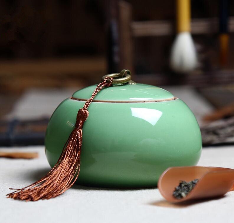 Chinese Ceramic Food Box With Cover,Top Grade Crackle Glaze Longquan Celadon Ceramics Tea Caddy Tea Canister Tea Porcelain Jar: 2 di mei
