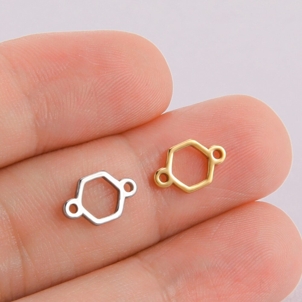 EUEAVAN-5 unids/lote de abalorios de acero inoxidable para la fabricación de joyas, colgante cuadrado triangular geométrico para pulseras, pendientes, accesorios: YELLOW / Color oro puro