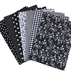 Nanchuang-tela fina de algodón para manualidades, costura retales para hecha a mano, para álbum de recortes, para edredón, patrón de costura, 25x25m, 7 unids/lote: BLACK