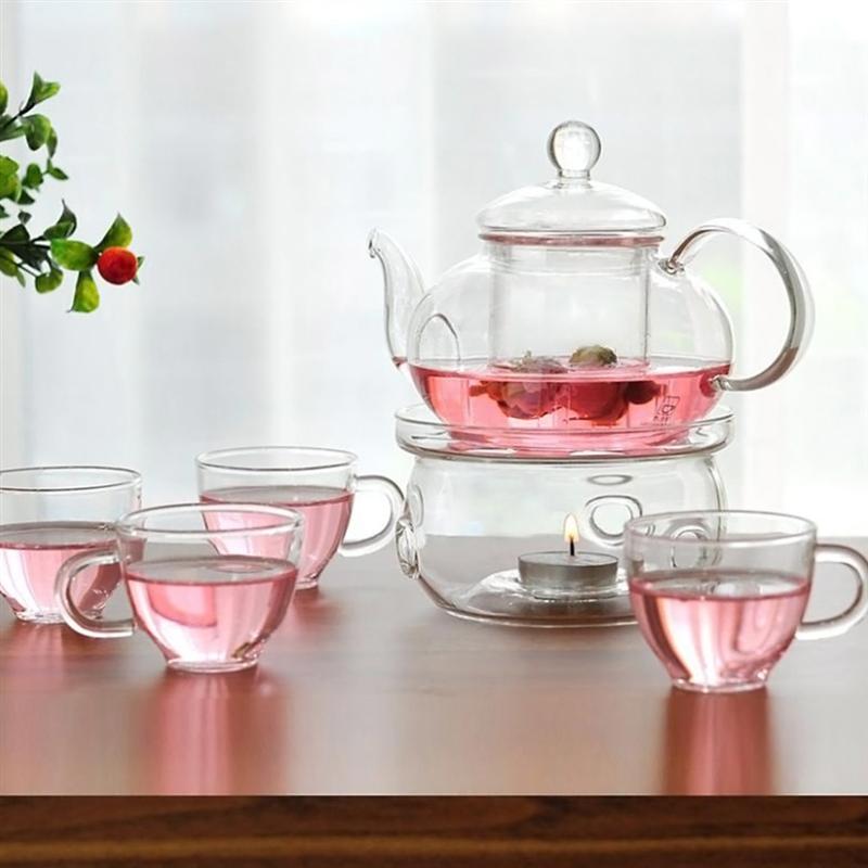 Drinkware 6pcs Clear Modern Flowers Tea Set Warmth Teaware Cups Tea Pot Kungfu Teaware for Lemon Drink / / Iced / Fruit Tea