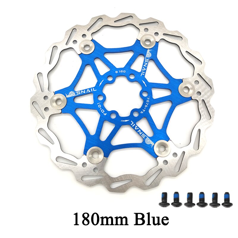 SNAIL Mountain Road Bike Floating Disc Brake Pads 160mm 180mm 203mm Six-nail Disc Rotor Floating Disc Brake Pads Bicycle Rotors: 180mm Blue