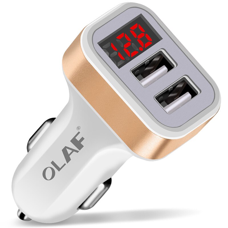 OLAF Dual USB Auto Ladegerät LED Digital Anzeige GPS Auto Schnelle Ladung Adapter USB Ladegeräte Für Samsung Xiaomi Tablette Auto -ladegerät: nur Gold Ladegerät