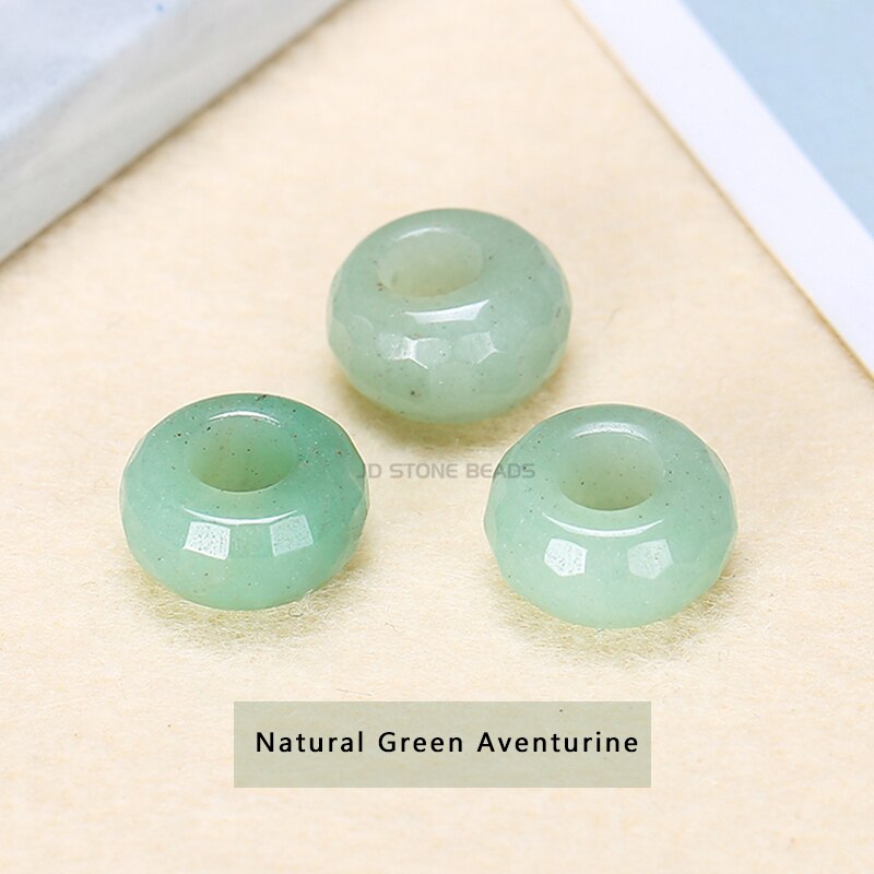 10 pz/lotto sfaccettato naturale grande foro agata perline abaco pietra naturale dimensioni 13x7mm per la creazione di gioielli collana foro 6mm all'ingrosso: Natural Aventurine