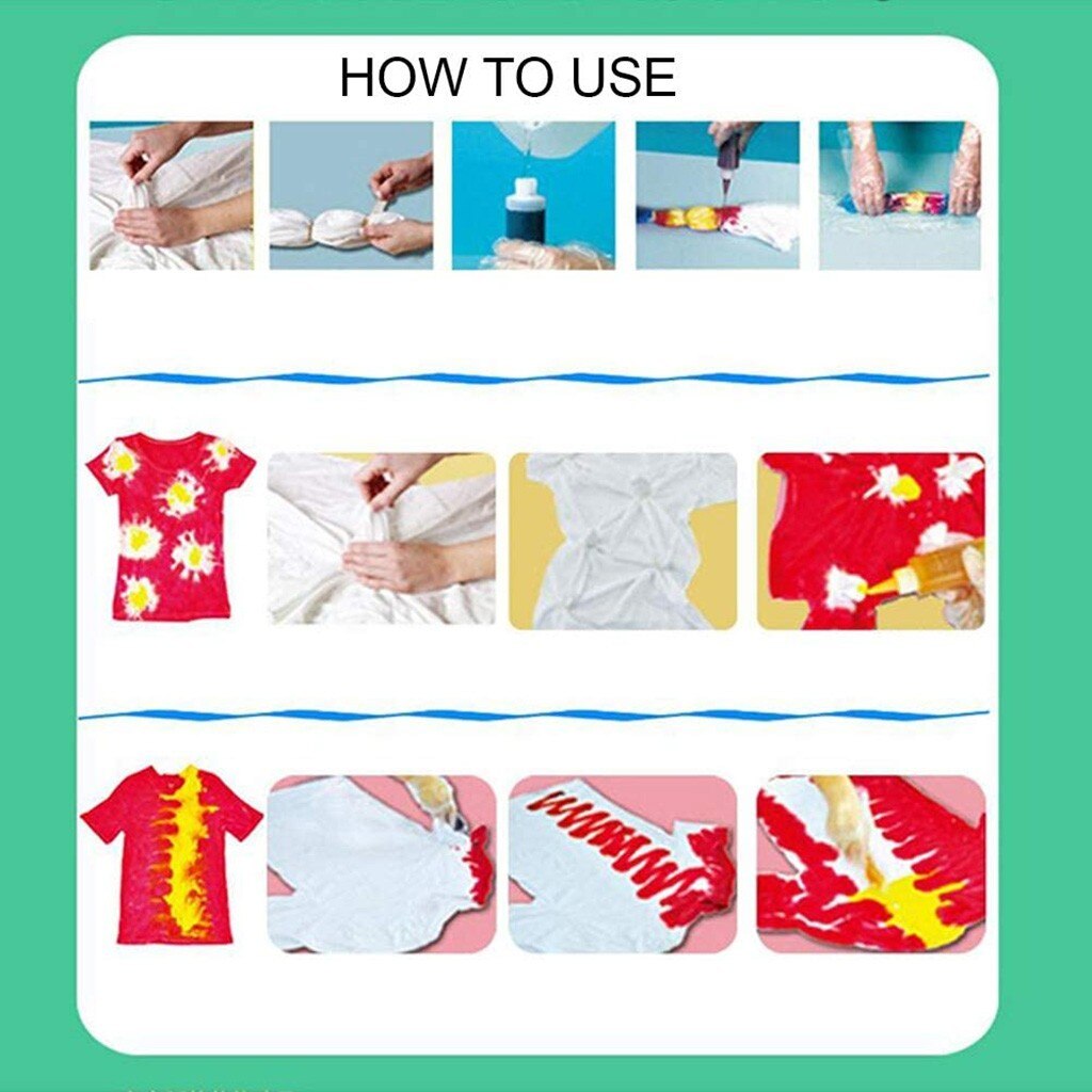8 färger/set ettstegs tie dye kit gör-det-själv-kit för tyg textil hantverk kläder för soloprojekt färgämnen färg och familjen kul