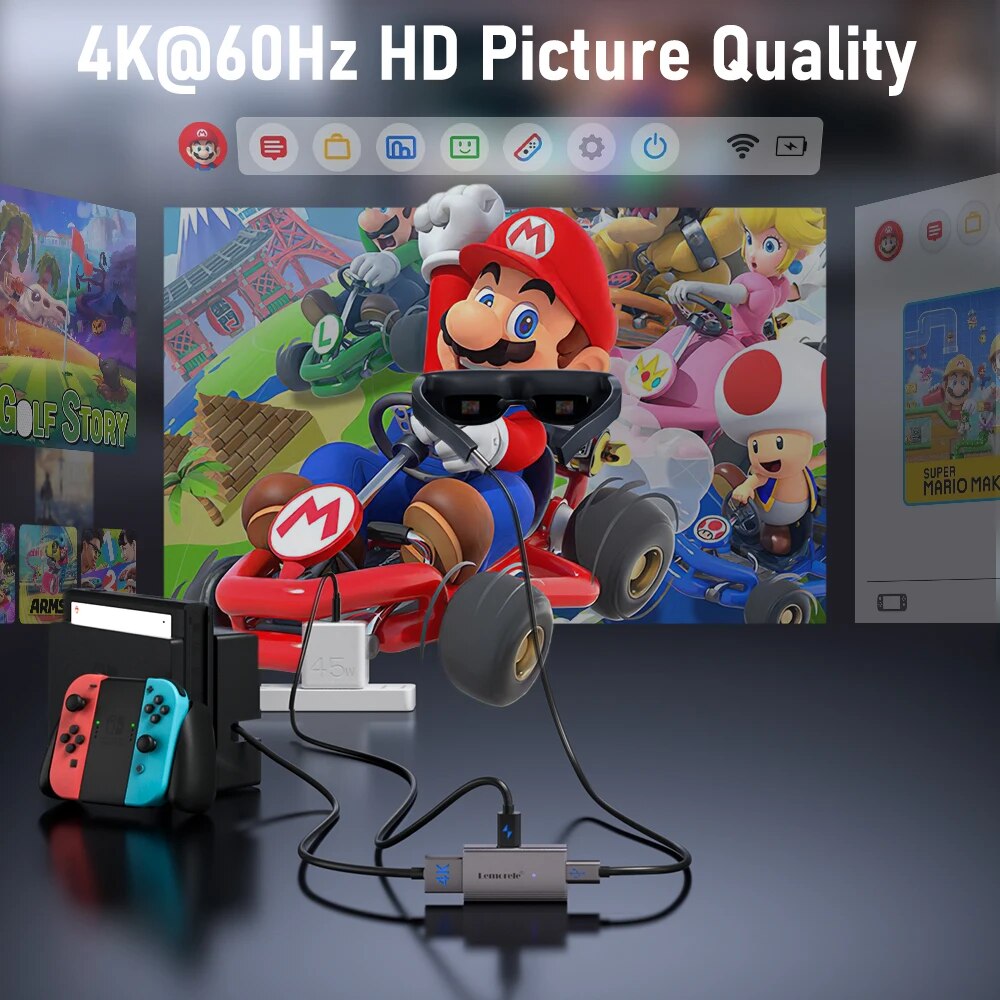 Lemorele HDMI na USB C 4k 60Hz AR Konwerter okularów Adapter HDMI Wyświetlacz do przenośnych konsol do gier USB-C Różne pudełko TV