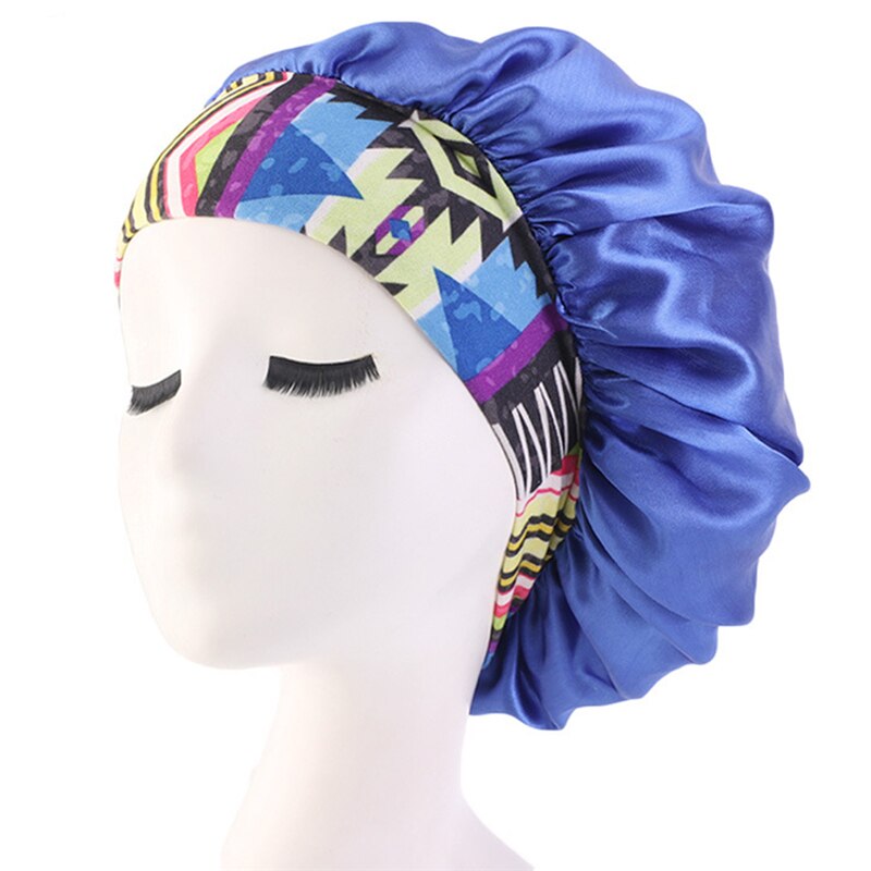 Pañuelo para la cabeza de satén para mujer, gorro para dormir, gorro envolvente para el pelo, diadema, banda ancha, gorros casuales elásticos, sombrero de Color sólido: Royal Blue