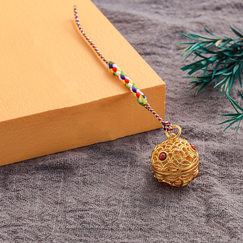 Cloisonne Caller Locket Colorful Braided Rope KeyChain Music Ball Aromatherapy Essential Oil Diffuser Trendy KeyRing Jewelry: Blue