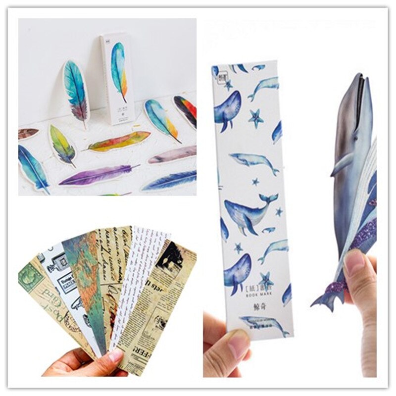 30 sztuk/pudło kreatywne zakładki pióro piękne fajne książki strona trzy projekt dla dzieci prezent dla studentów piśmienne i Suppiles