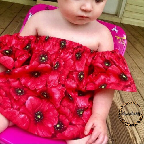 Infant Kids Baby Girls Off Shoulder Floral Tops T-Shirt Casual Clothes Sunsuit