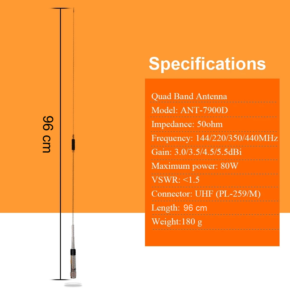 Antenna Mobile 144/220/350/440MHz della banda del quadrato della Radio per l&#39;antenna Mobile ANT-7900D del walkie-talkie dell&#39;automobile di QYT KT-7900D