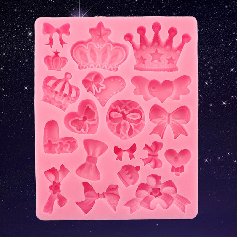 Muchos corona bowknot forma 3D fondant molde de silicona para pastel para moldes de arcilla polímeros cocina pastel de chocolate Hacer Dulces herramientas