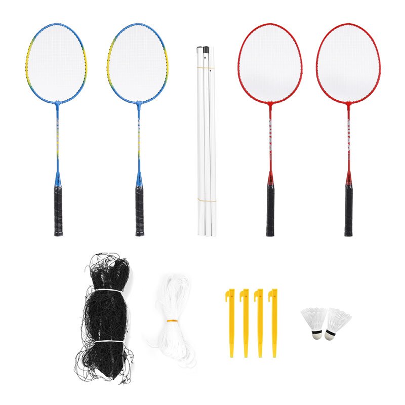 Family Badminton Set Badminton Rackets 4 Packs Badminton Rack With Net Portable Outdoor Exercise Fitness badminton training set: for Children