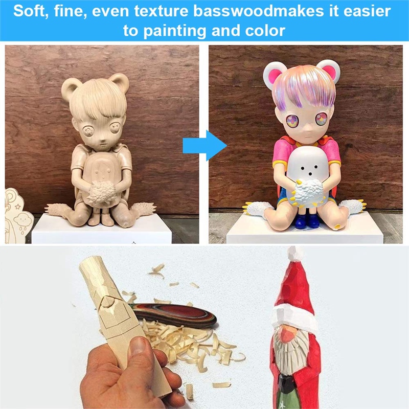 Whittling and Carving Wood Blocks Unfinished Wood Blocks Basswood Carving Blocks Soft Wood Set for Carving Beginners