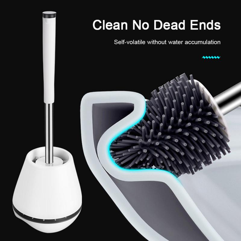 Siliconen Wc Borstel Met Zachte Haren, Badkamer Toiletpot Borstel En Houder Set, Gemaakt Van Duurzaam Thermoplastisch Rubber