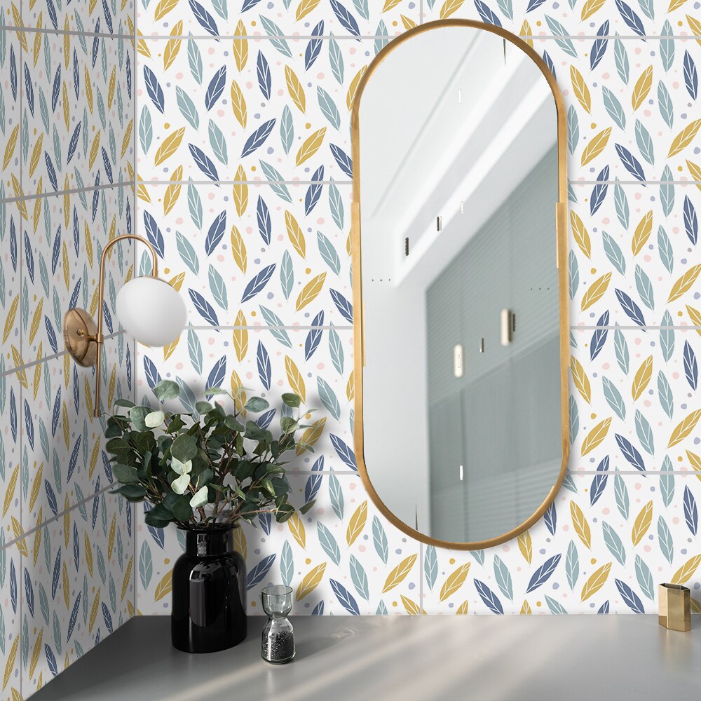 Funlife[r] nouvelle maison series[tm] 30 x 60cm tegnede blade vandtætte backspalsh fliser klistermærke til gulv køkken badeværelse indretning