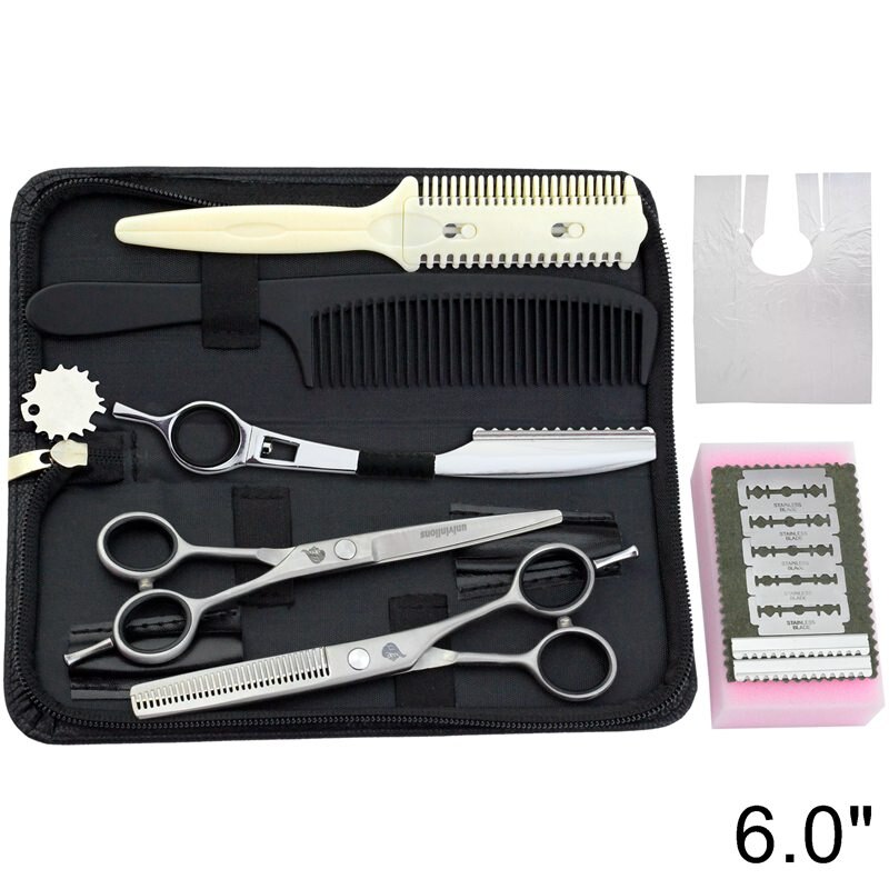 Univinlions 6 "Beste Kapper Haar Schaar Kit Kapsalon Gereedschap Levert Professionele Haar Knippen Scharen Haar Dunner Sissors: 6009A-Kit Razor