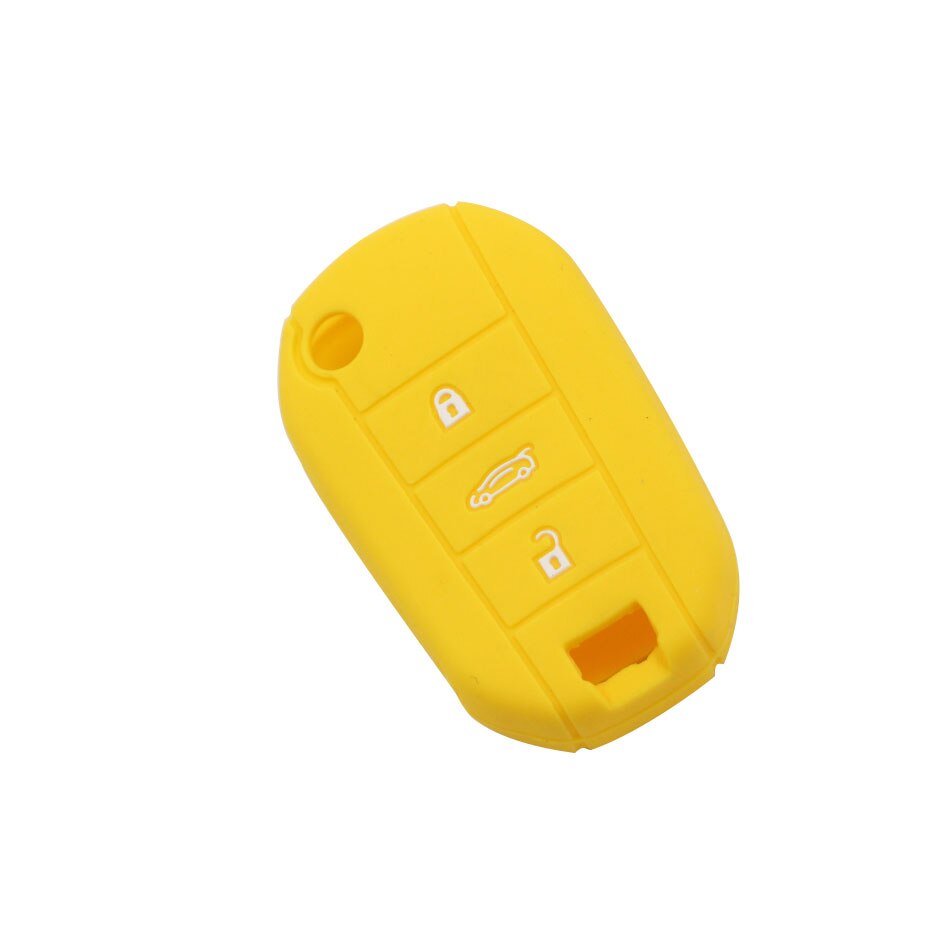 Carmilla 3- knops siliconen autosleutel beschermhoesje voor peugeot accessoires: Geel