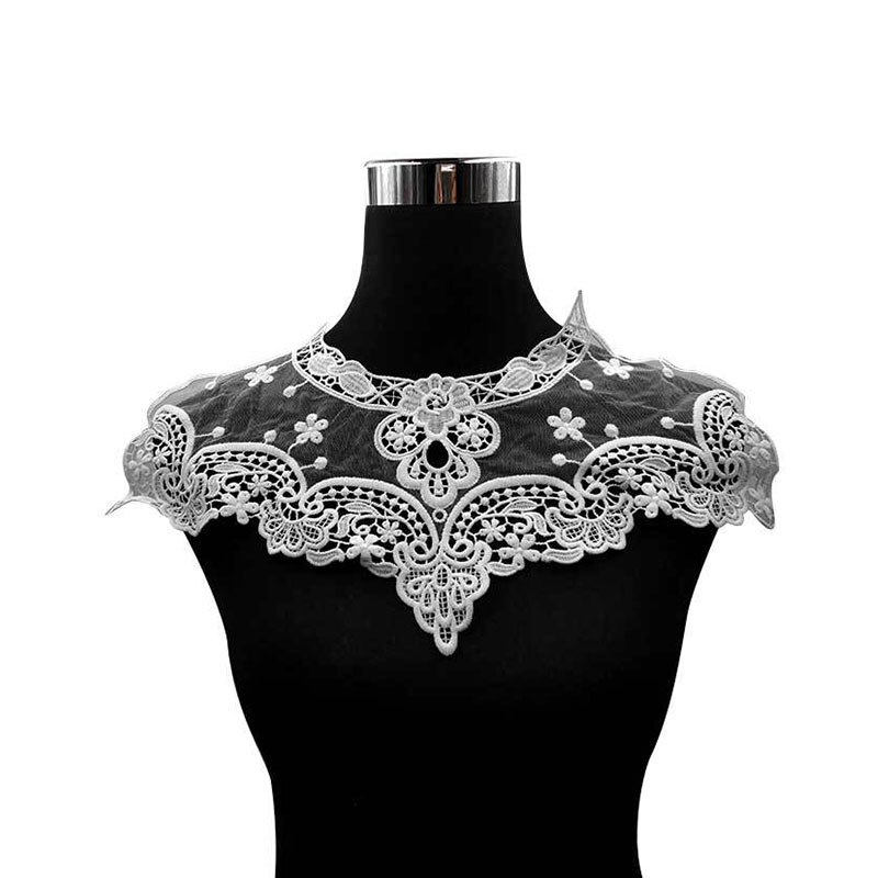Tela de encaje de guipur para costura de ropa, apliques de cuello de mariposa, bordado, color negro: A5