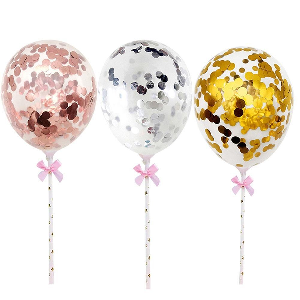 Globo de confeti de oro rosa de 5 pulgadas, decoración artesanal de cumpleaños y boda, Mini globos de lentejuelas de látex, decoración para hornear