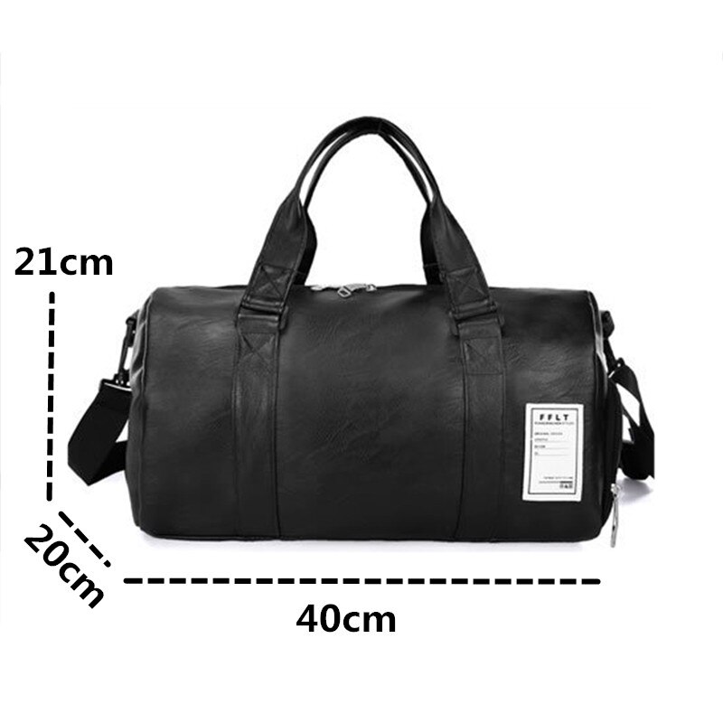 Unisex resväska dam män svart pu läder gymväskor fitness handbagage för manlig reseväska: Svart storlek small