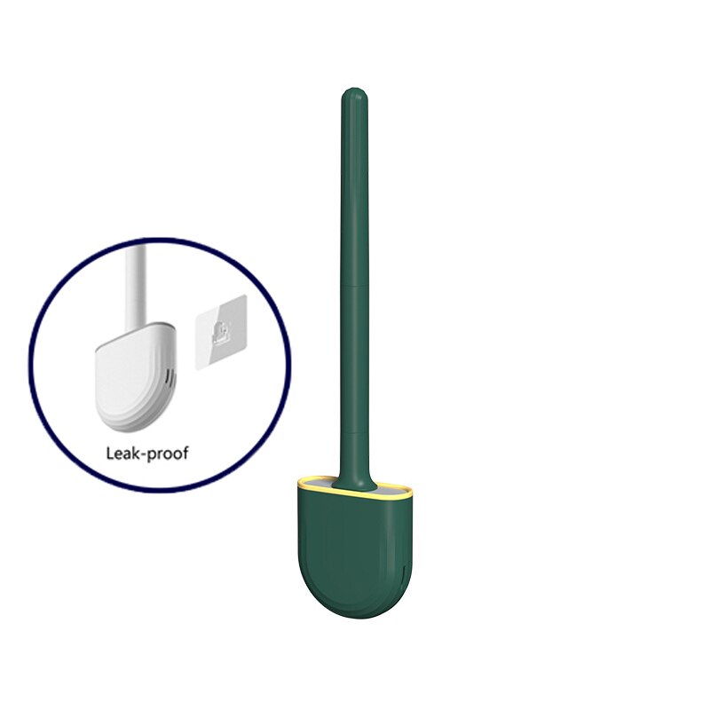 Brosse de toilette en Silicone Durable, Golf brosse de toilette créative à Long manche, brosse de nettoyage sans impasse, outil domestique, accessoires de salle de bain: Green Leak-proof