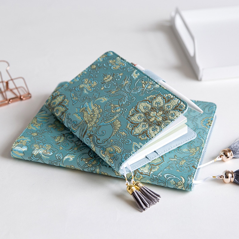 Chinese Style Embroidery Notebook Travel Diary Book Exercise Composition Binding Note Notepad Stationery Office School