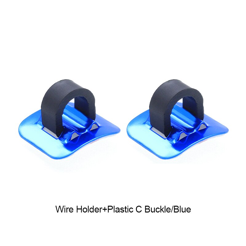Bicycle Cables Housing Plastic/Aluminum Bike Oil Tube Fixed Clips C Shape Shift Brake Guide Cable Tube Fixed Clamp Frame Buckle: Blue(Plastic buckle