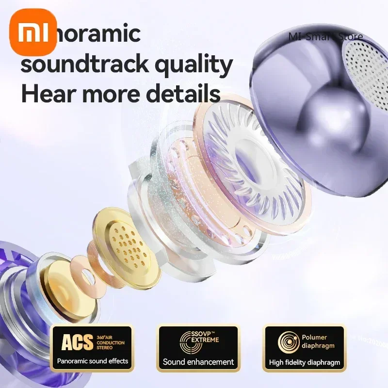 Xiaomi sem fio condução óssea alta fidelidade bluetooth 5.4 fones de ouvido clipe no ouvido com microfone display digital à prova dwaterproof água esporte