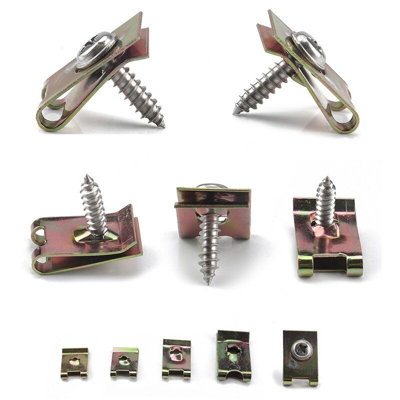 110Pcs Speed Fasteners Clips U Nuts Self Tapping Screw Spire U Clips Interior Trim Panels