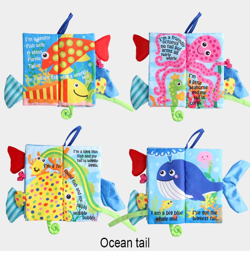 Baby Baby Dieren Staarten Doek Boek Vroege Educatief Speelgoed Voor Kinderen Kids Pasgeboren Zachte Doek Ontwikkeling Boeken: Ocean tail