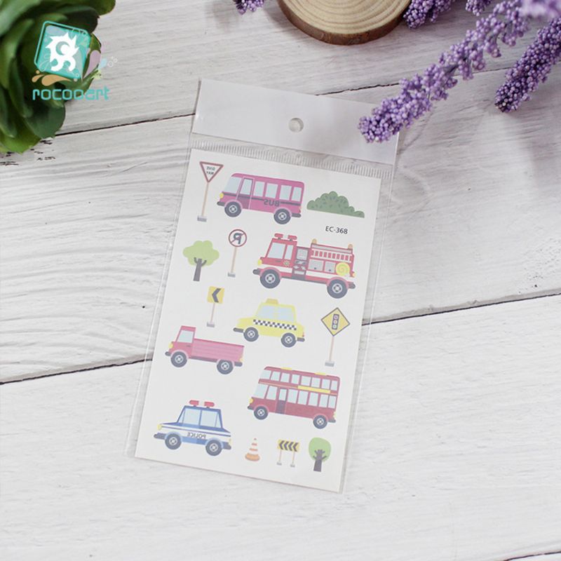 15 Pcs Waterproof Children Tattoos Sticker Cartoon Toy Car Temporary Decor Kids Body Stickers