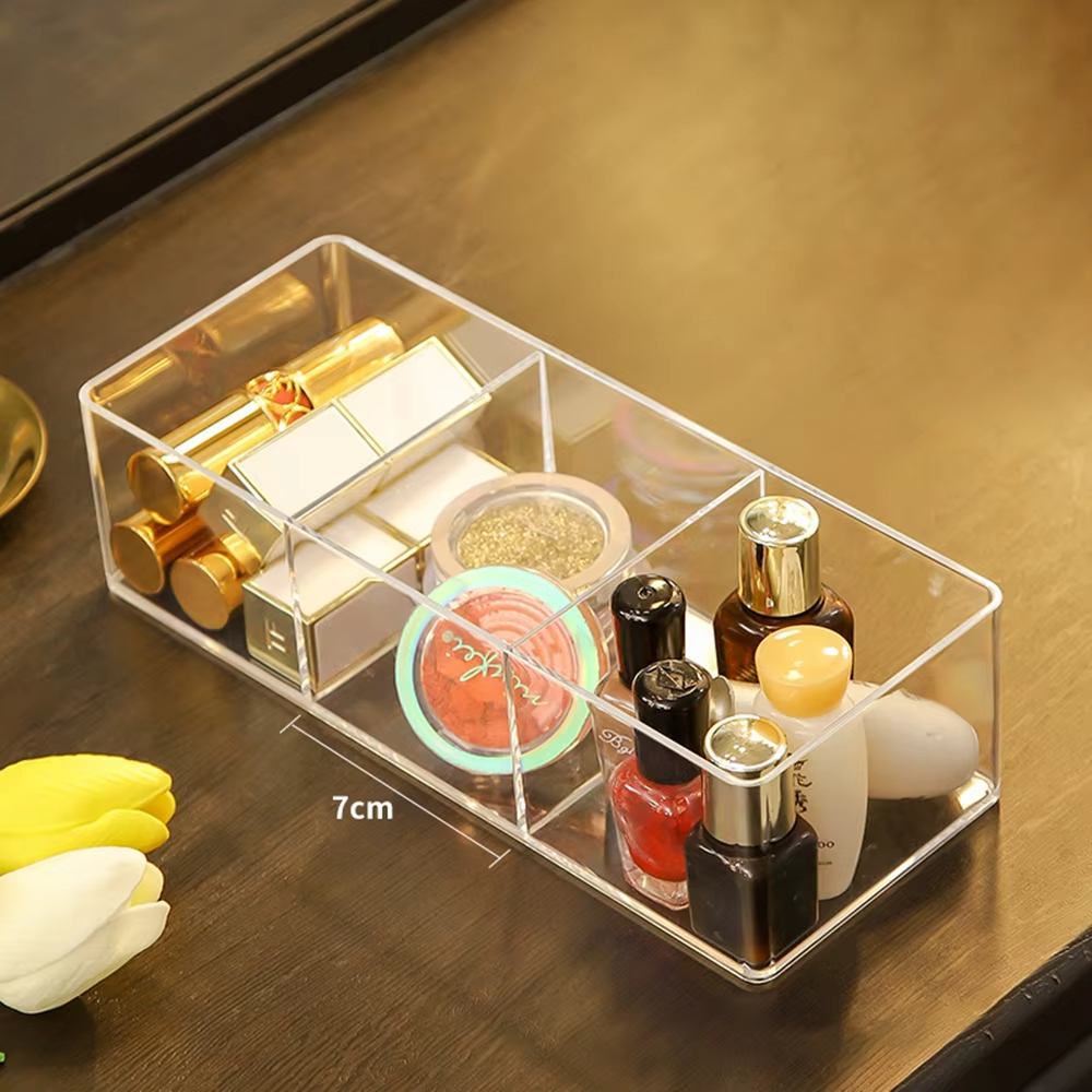 Boîte de rangement en acrylique transparent pour maquillage, coiffeuse, rouge à lèvres cosmétique, grille de finition, tiroir de bureau, compartiment de rangement: vert clair