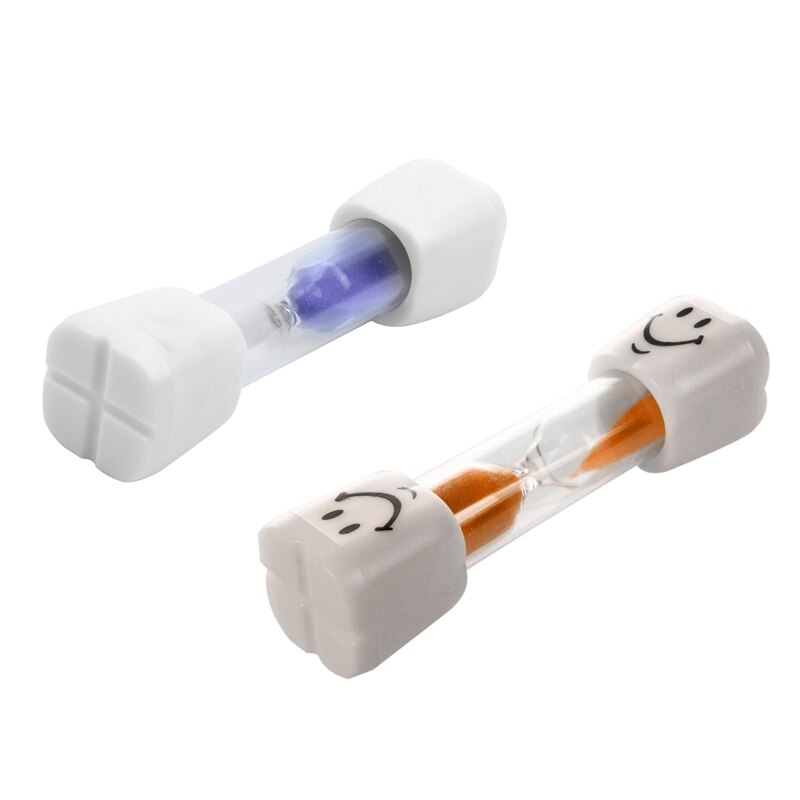 2 Pcs 2 Minute Hourglass Kids Brush Teeth Timer Smile Sand Egg Timer 2 Minutes Sandglass Timer, Purple & Orange
