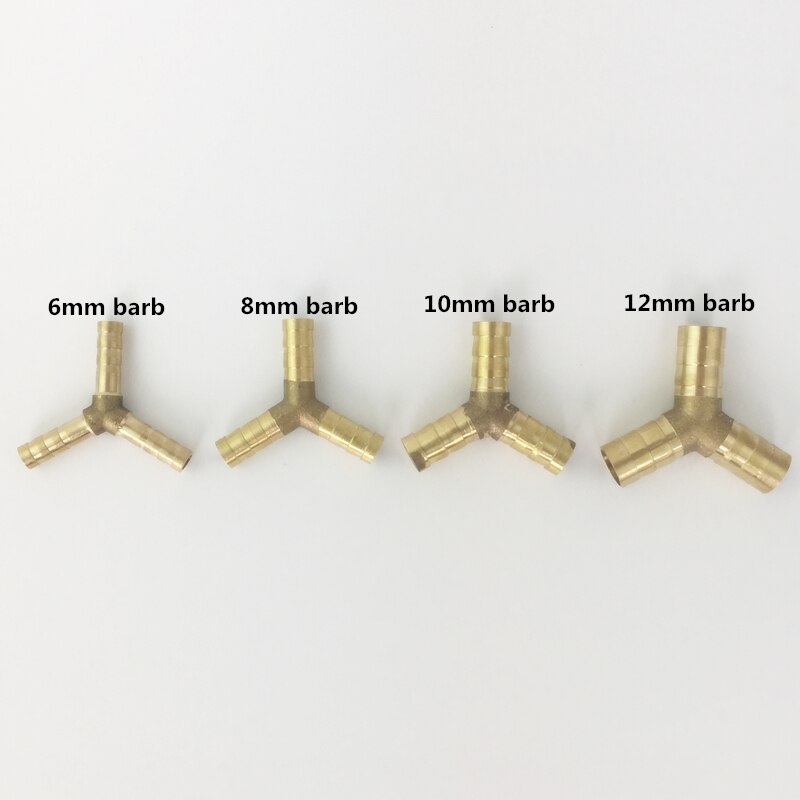 Y Vorm 3 Way Hose Barb 6mm 8mm 10mm 12mm Messing Koper Prikkeldraad Connectors Gezamenlijke Koppeling