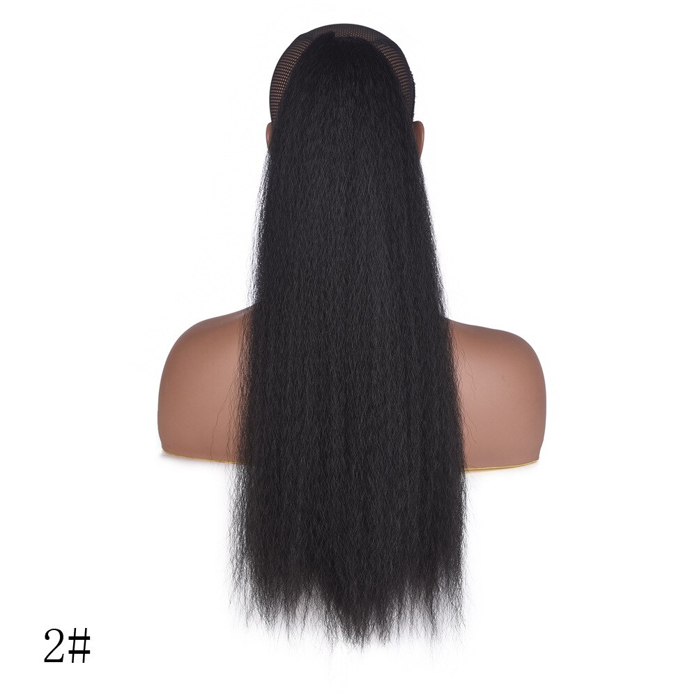 jeedou Yaki Straight Hair Ponytail Drawstring Updos Ponytails Black Brown Synthetic Hair Extensions Fluffy Haipieces: #2