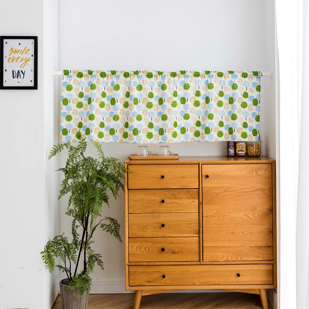 Valance Curtains for Living Room Rose Printing Window Curtain Valances Burlap Cotton Short Semi-Sheer Curtains Window Drapes: Style D