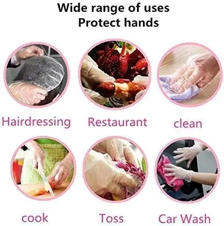 Doorzichtige wegwerphandschoenen Transparante plastic handschoenen Latexvrije voedselvoorbereiding Veilige handschoenen voor koken Reinigen BBQ-keukendingen