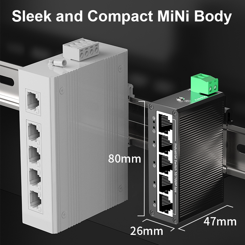 Switch industriale goodtop a 5 porte e 100 mbps, 10/100m switch di rete ethernet industriale, montaggio su guida din, plug and play