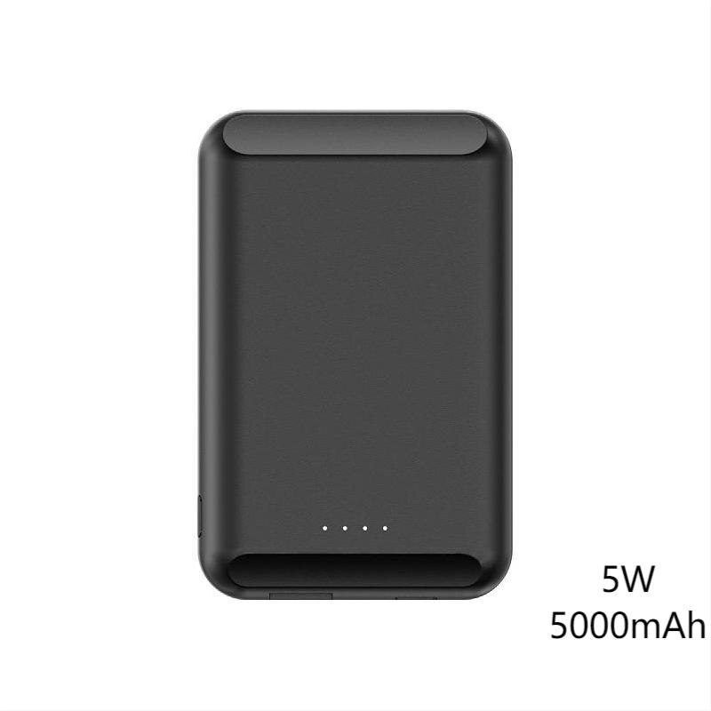 Arvin Magnetische Draadloze Oplader 5000Mah Mini Power Bank Voor Iphone 12Pro Max Mini Magnetische Externe Batterij Draagbare Powerbank: black 5W